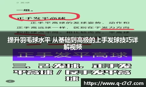 提升羽毛球水平 从基础到高级的上手发球技巧详解视频